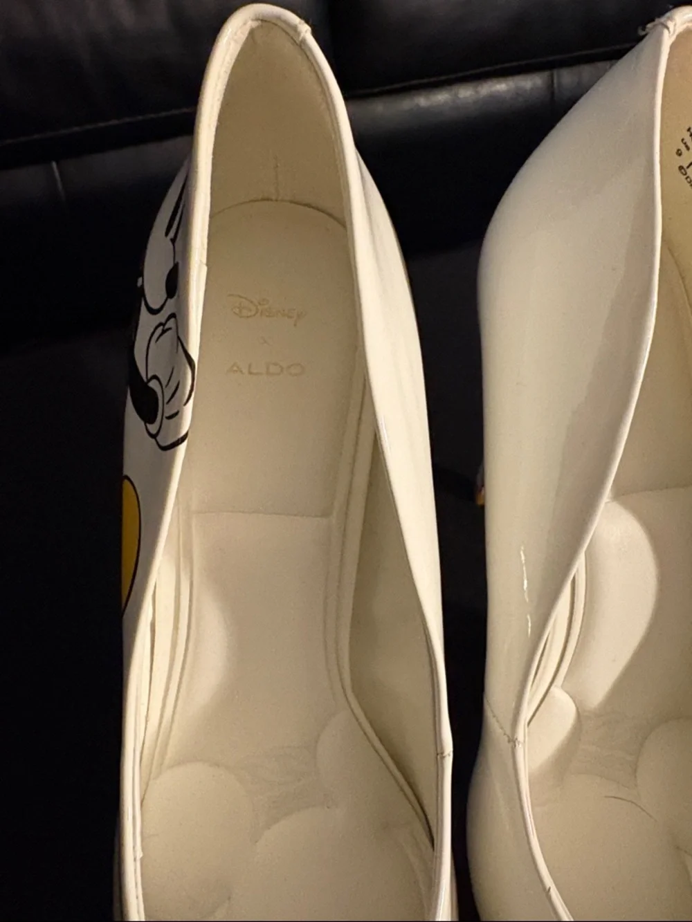 Aldo White Patent Pumps with Mickey Mouse Graphic - Picture 6 of 11